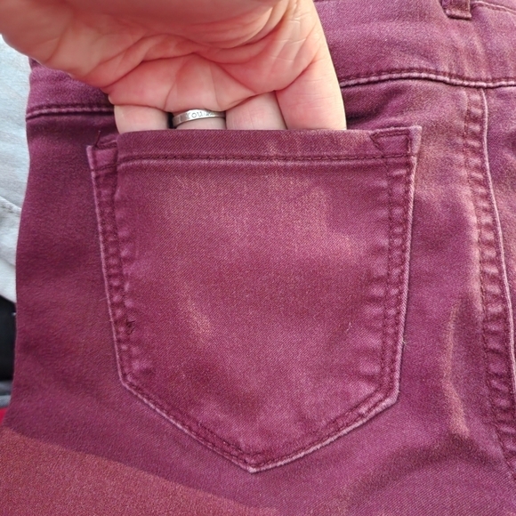 Refuge Maroon High Waist Super Skinny Jeans Women's Size 0 Button Fly Casual EUC - Picture 4 of 8